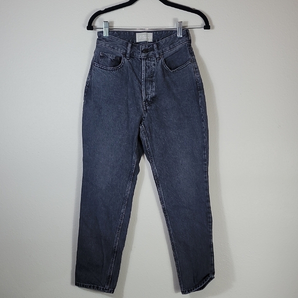 Everlane Curvy 90s Cheeky Straight Jean Size 25 Cropped Organic Gray Button Fly - Picture 2 of 13